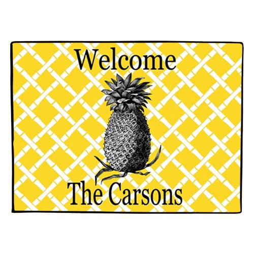 Personalized Doormat - Door Mat - Floor Mat - Rug - Welcome Mat - Coastal - Pineapple - WELCOME