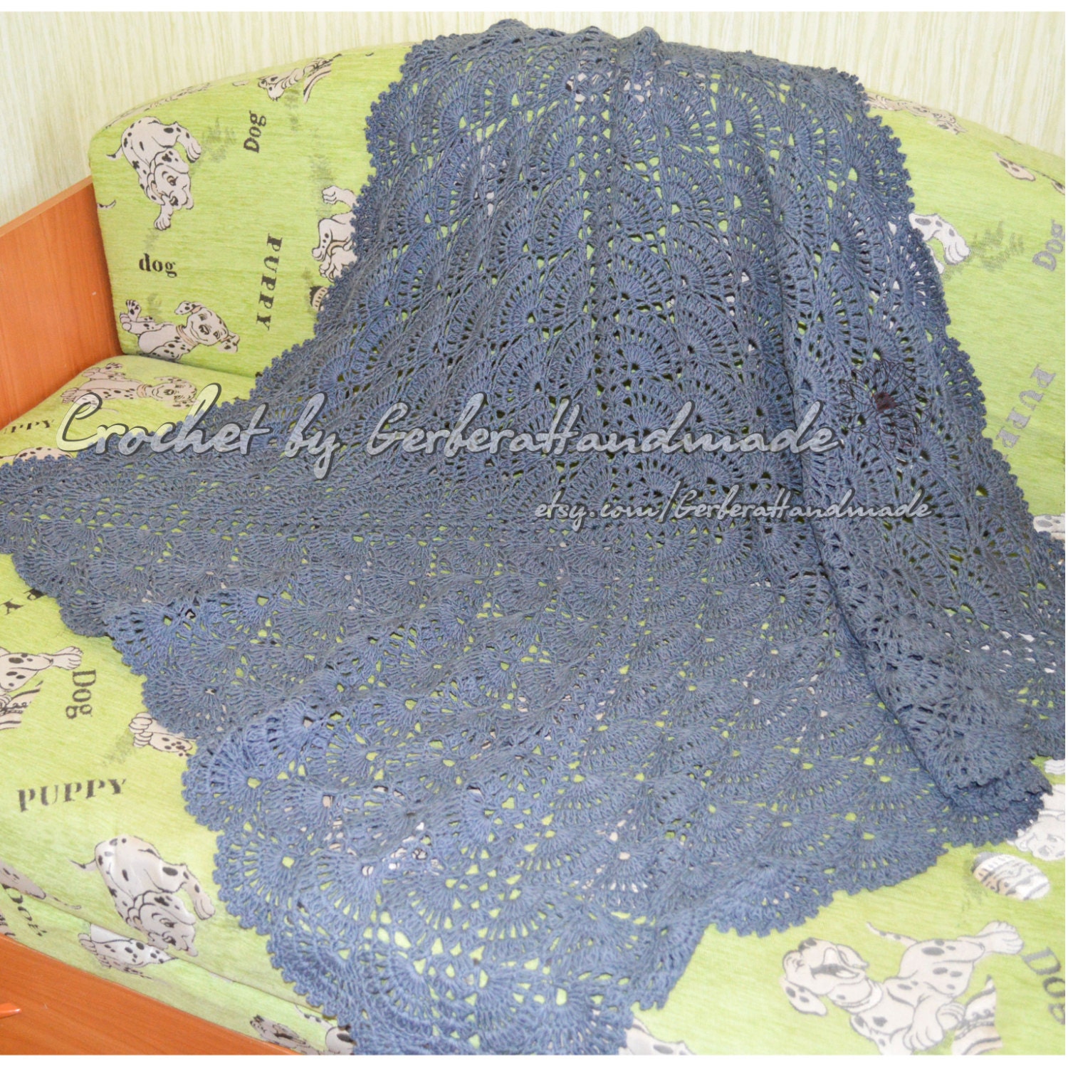 Gray crochet baby blanket - Crochet afghan baby gift cotton - READY TO SHIP