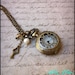 Pocket Watch Necklace, Antique Brass Necklace, Key Necklace
