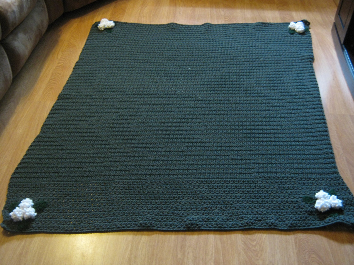 Triple White Carnation Afghan