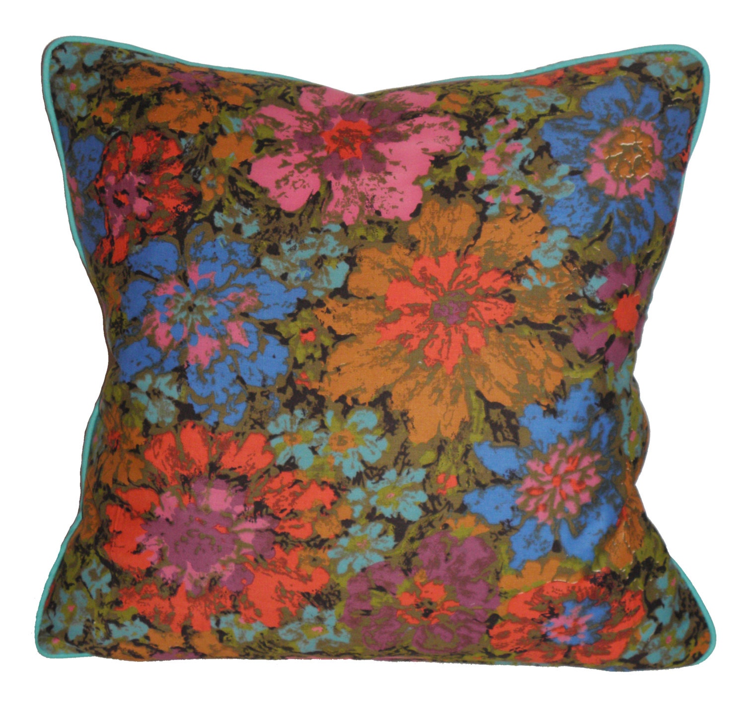 Vintage Fabric Floral Pillow Cover 24x24