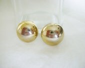 Vintage Bauble Earrings - 1970s Gold Tone Round Clip On Style
