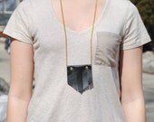 Black leather fringe necklace