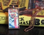 Pulp Fiction Domino Pendant Antique Copper Necklace Black Mask Detective Mystery Thriller