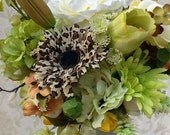 Silk Floral Arrangement with Cheetah Accent Home Decor