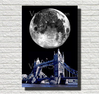 8 X 10 A4 london tower bridge wall art home office decor skyline cityscape poster print digital photography graphic Vernon Sullivan