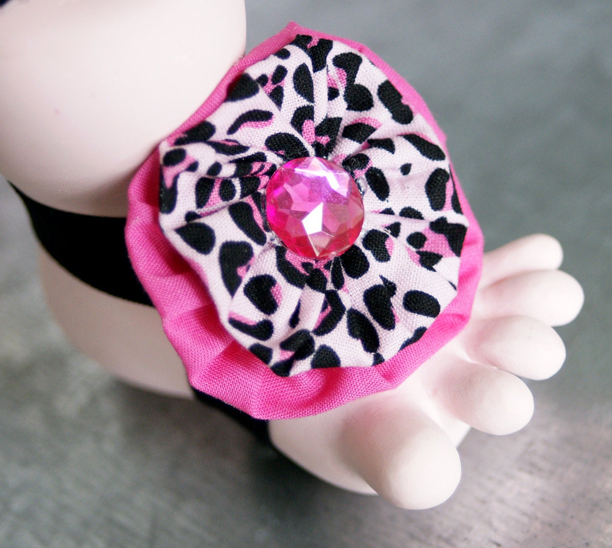 Glam Girl Tootsies Handmade Baby Barefoot Sandals with Cute Yo-Yo and Matching Embelishments One Pair