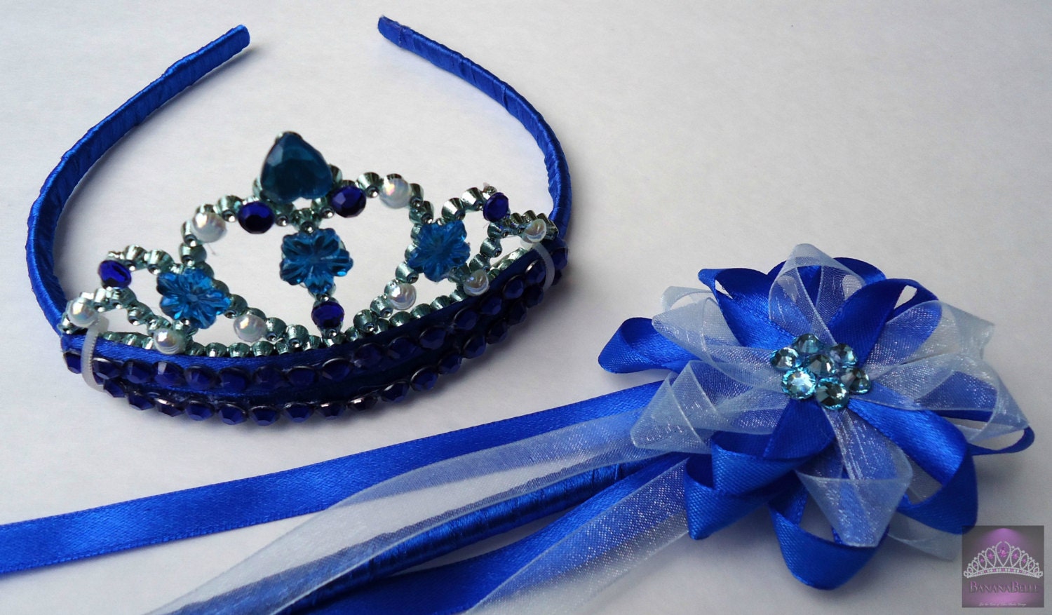 Cinderella Inspired Wand and Tiara Set for princess, dress up, beauty pageant, bridal shower, birthday party, party favors design 2