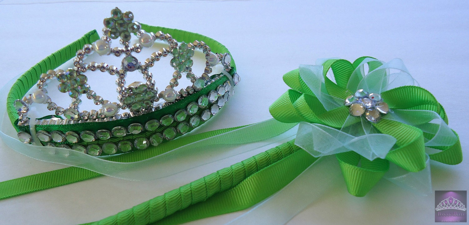 Tinkerbell Inspired Wand and Tiara Set for dress up, costume, beauty pageant, princess, crown, queen