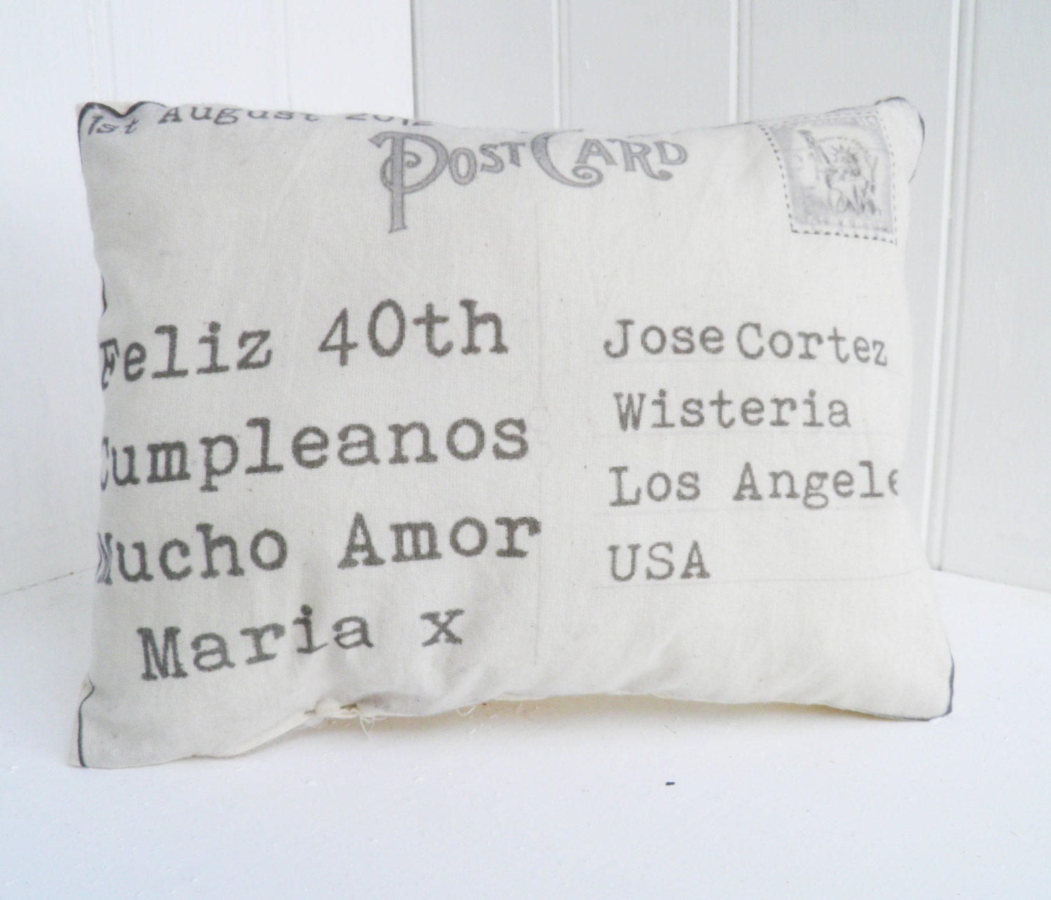 Mens Husband Anniversary  Birthday Postcard Pillow Language Customised 11 x 8"