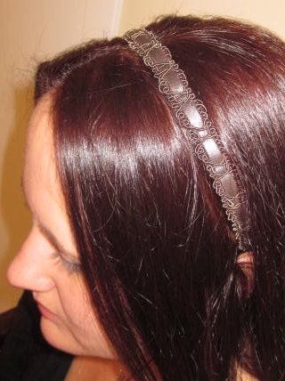 Brown Leather Ribbon Headband