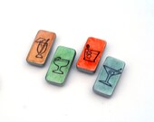 Cocktails Magnet set bachelor gift for him, domino magnets, martini margarita drinks, refrigerator magnets, altered dominoes, fun gift idea