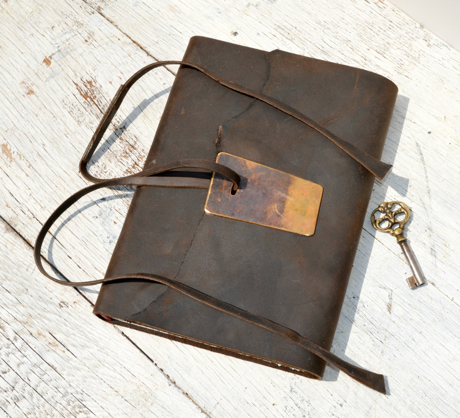 Handmade Leather Bound Professional Notebook Journal Brass Travel Diary Watercolor Ledger (205)