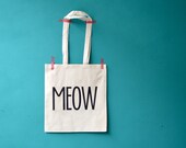 MEOW bag - cat shoppingbag - kitty tote - gift for catlady