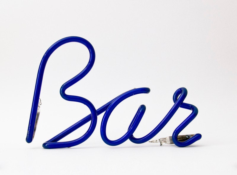 Original Italian Vintage Neon Sign bulb Bar BLUE