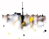 Berlin abstract ART PRINT 13X19 watercolor painting