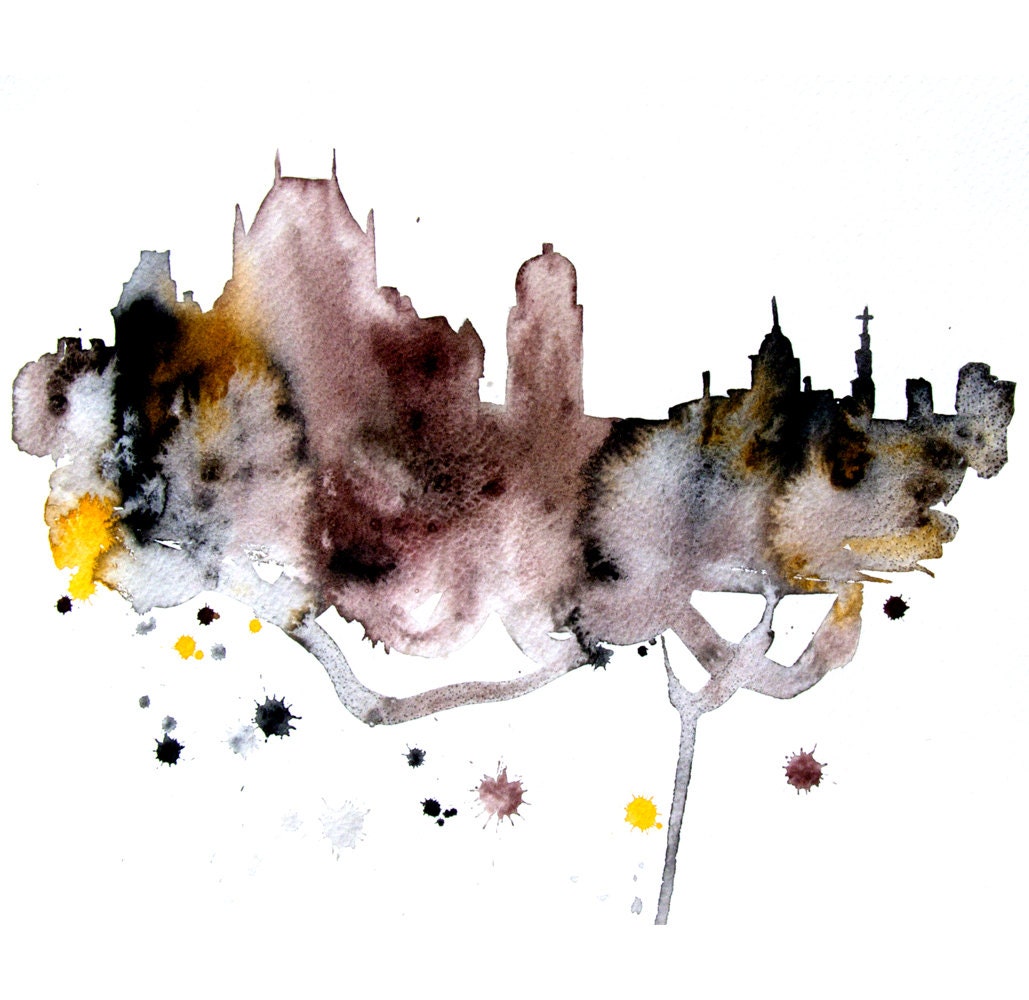 Rome abstract ART PRINT 13X19 watercolor painting