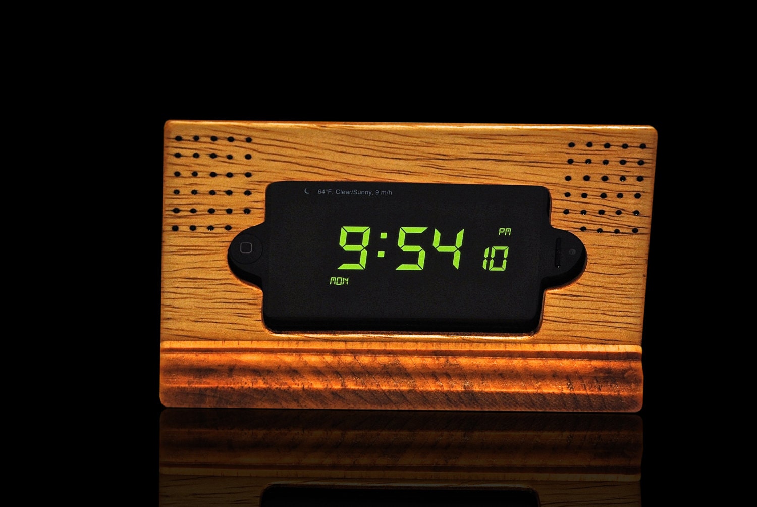 The "Notched Art Clock Dock" alarm clock styled unique iPhone docking station