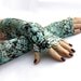 Flowers Garden - Blue and Black Fingerless gloves , Floral Soft Cotton - Yoga Gothic Belly Dance Fusion Light Goth Cycling