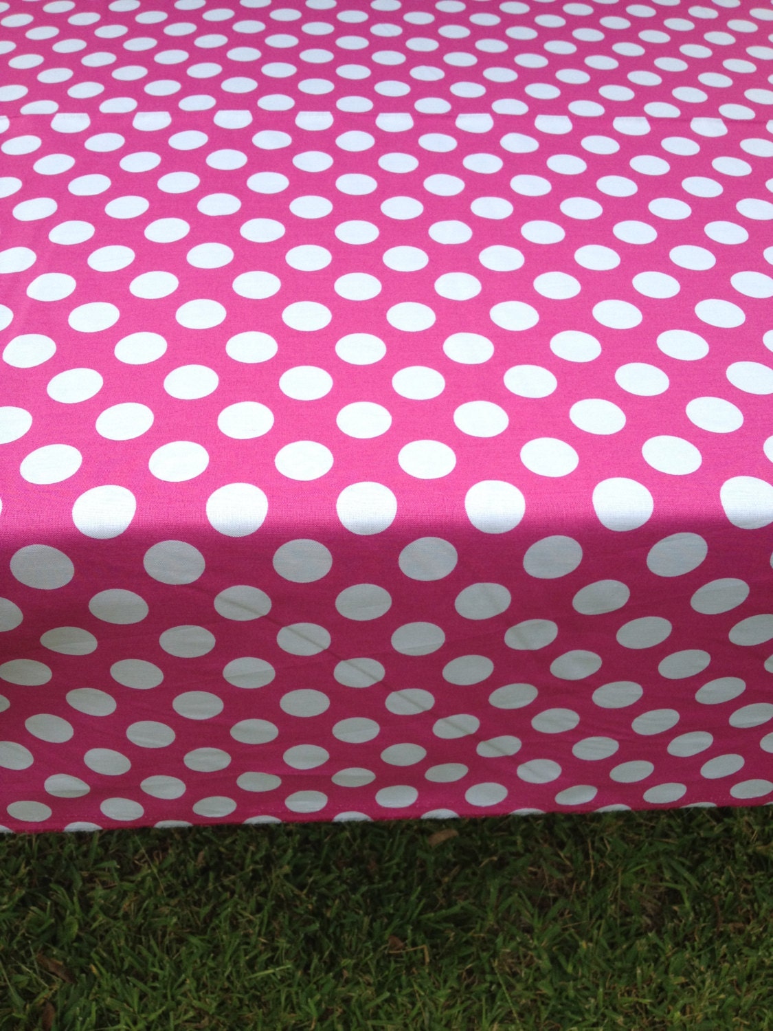 44" X 90" Rectangle Table Cloth Only Minnie Mouse  Birthday Party Pink with White Polka Dot