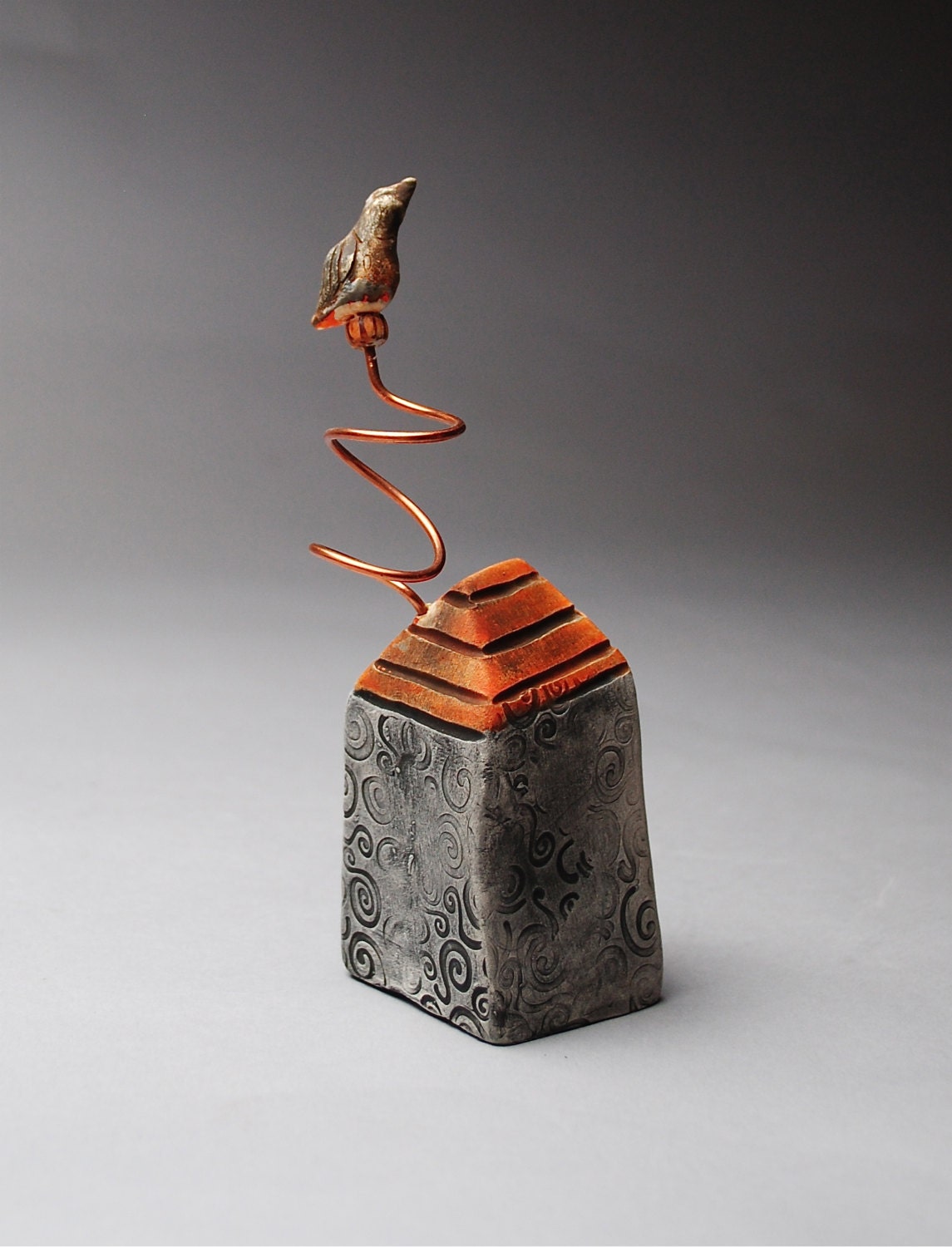 Little House with Bird Sculpture House Decor