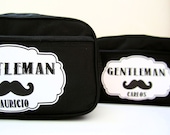FAther of the Bride personalized with name Mens Toiletry Bag or Groomsmen Gift, Wedding Accessories, Black Mustache Tote