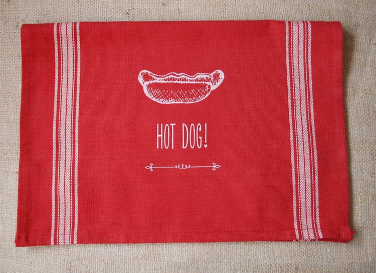 Hot Dog red kitchen towel