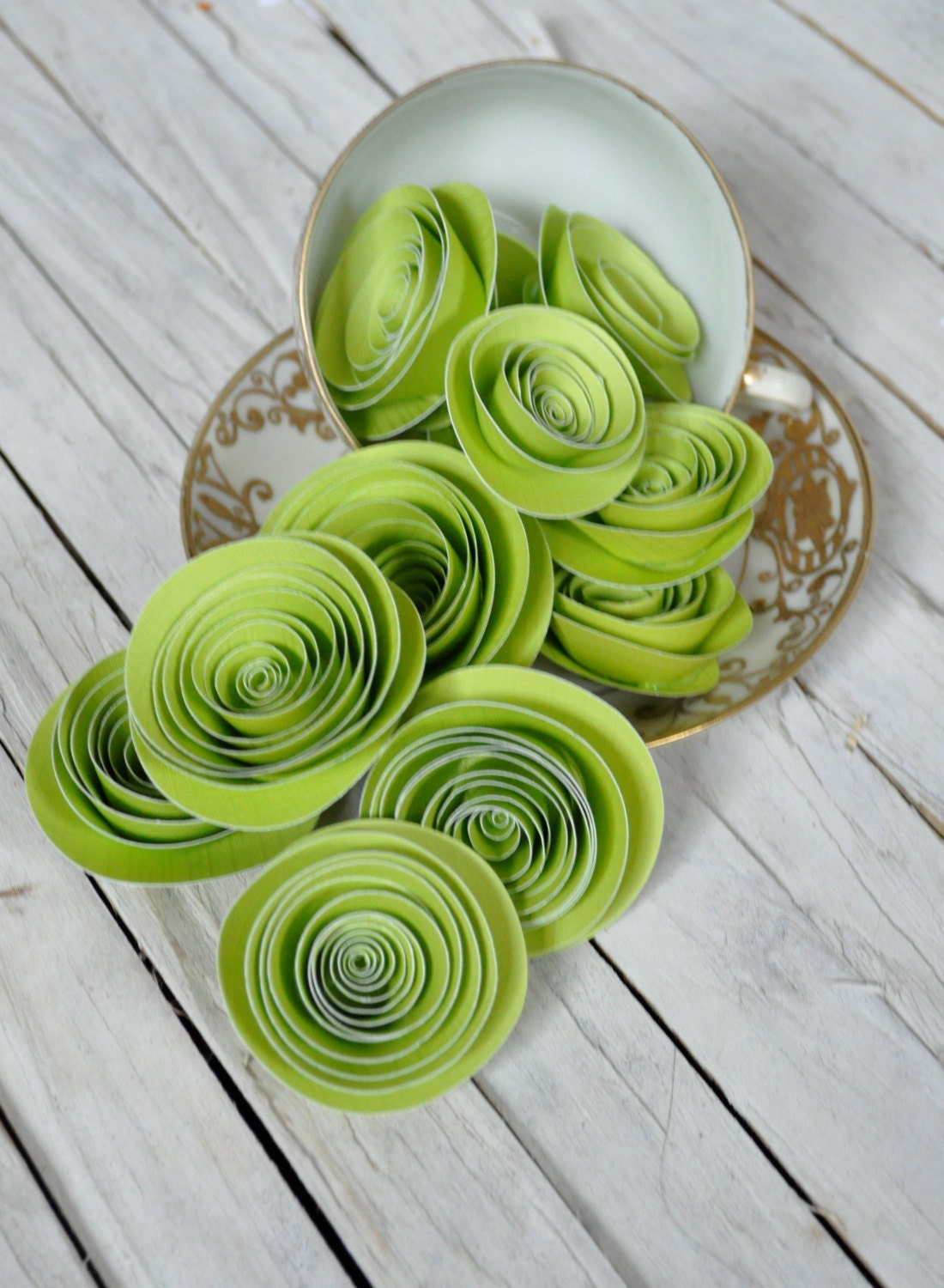 Paper Flowers Lime Green  Paper Flowers Wedding Table Decorations 20 flowers