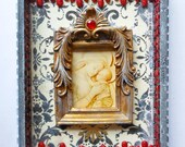Retablo OOAK altar piece Madonna and Child Blessed Mother Baby Jesus found object recycled items shadow box Christmas