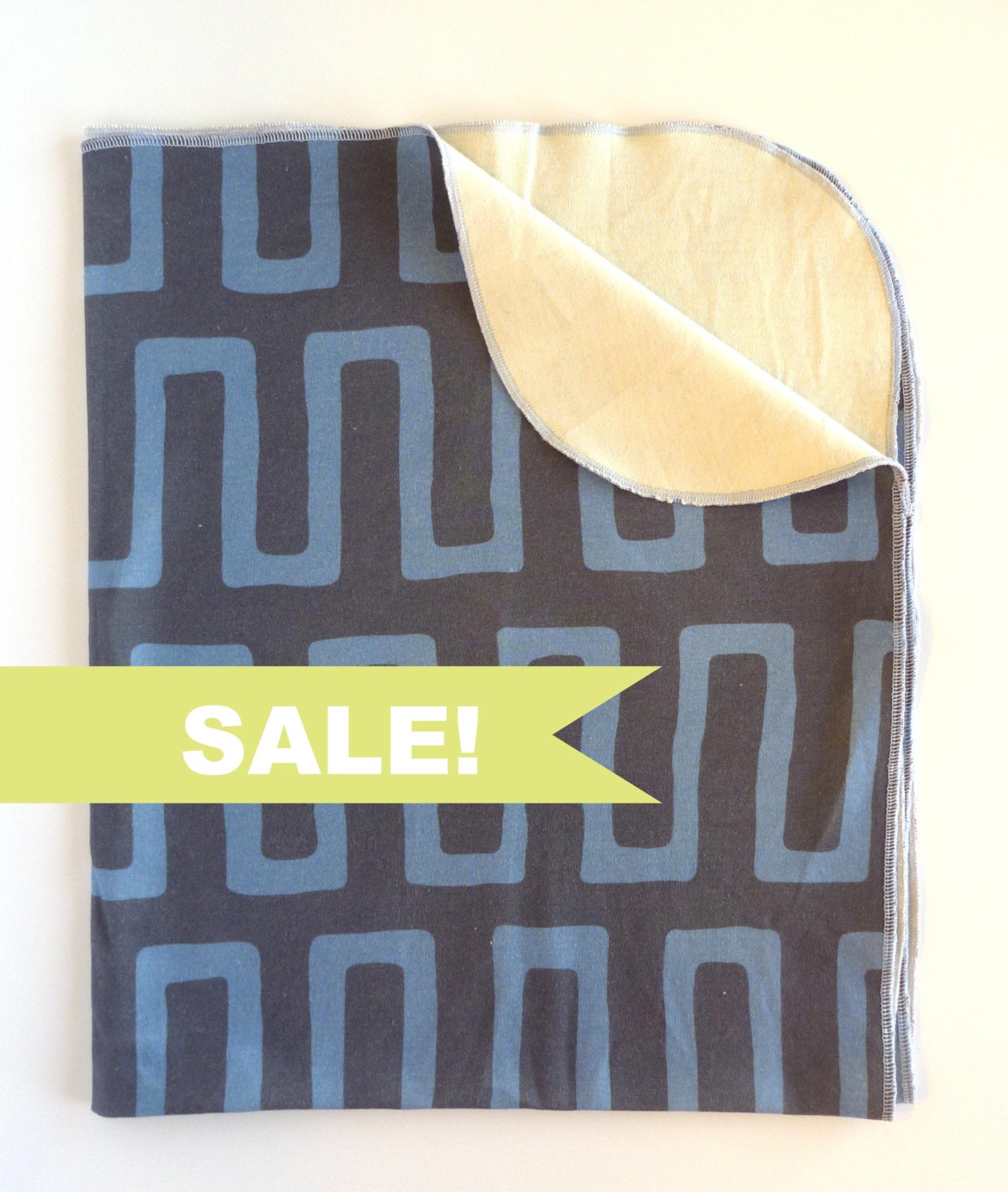 SALE ORGANIC Baby Boy Navy Blue Modern Geometric Jersey Swaddle blanket