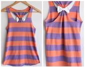 Coral Striped Bow Tank Top - Medium - Limited Edition