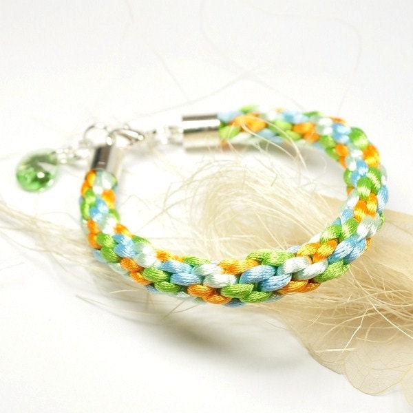 Kumihimo Bracelet. Manually Weaved Bracelet. Handmade Bracelet. Colored Bracelet. Spring Colors.