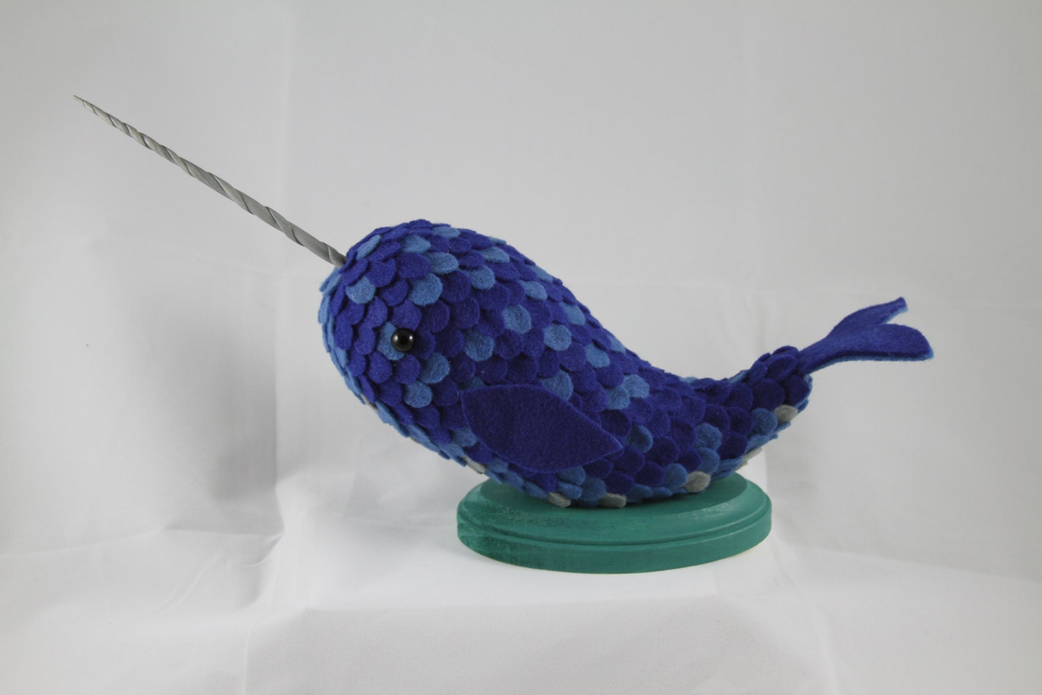 Royal Blue, Blue, and Grey Narwhal Faux Taxidermy Sculpture