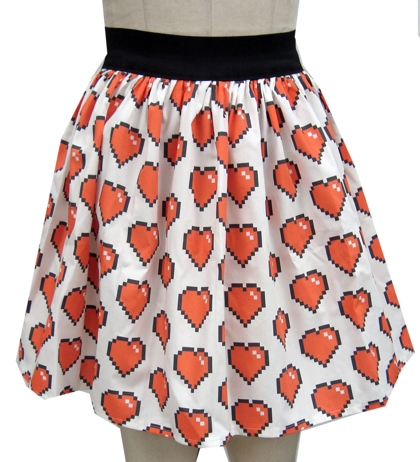 8 Bit Heart Full Skirt