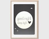 Good Night Sleep Tight Poster : Modern Illustration Retro Art Wall Decor Print 11.7 x 8.3 in