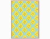 Autumn Yellow Leaves Poster : Modern Illustration Retro Art Wall Decor Print 11.7 x 8.3 in