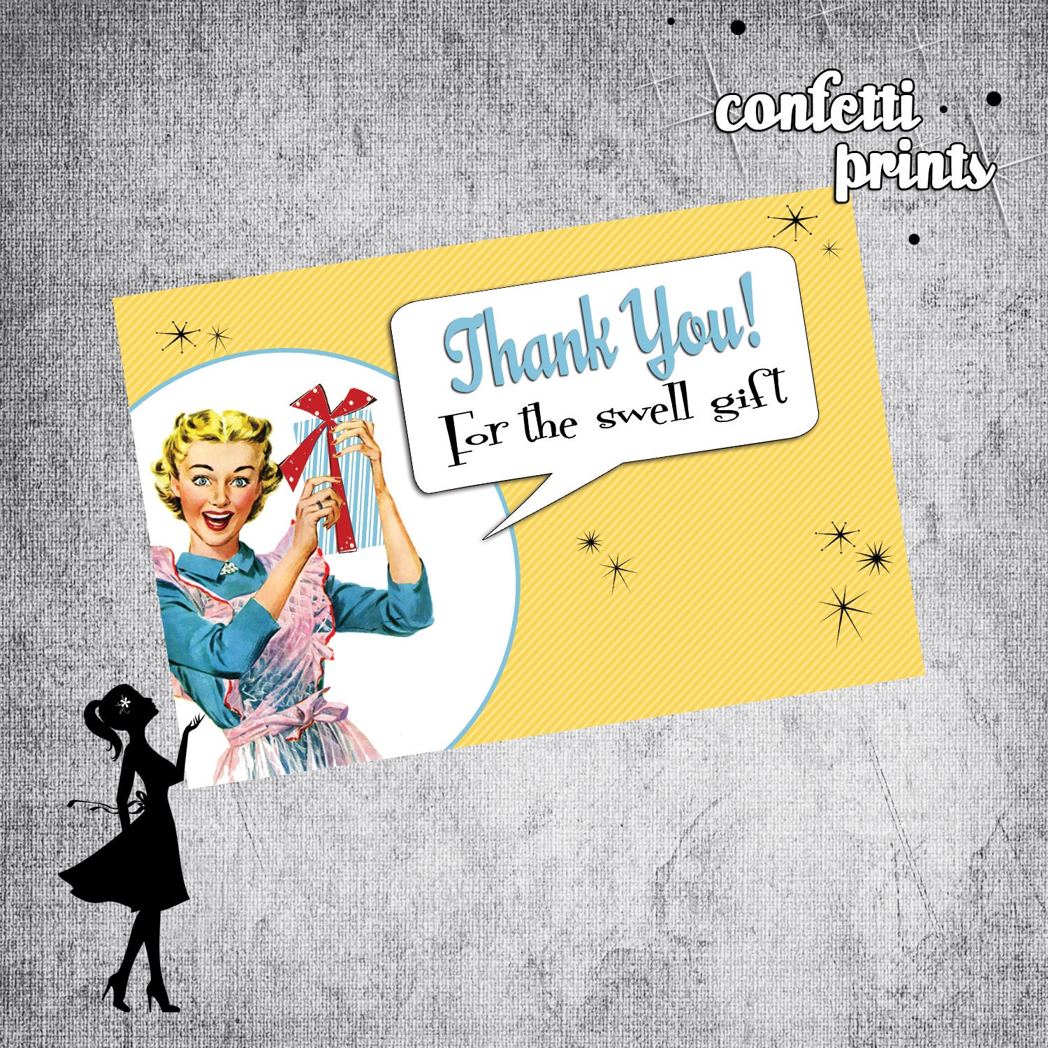Retro Housewife Thank You Card - GOSSIP GIRLS Printable Il_570xn