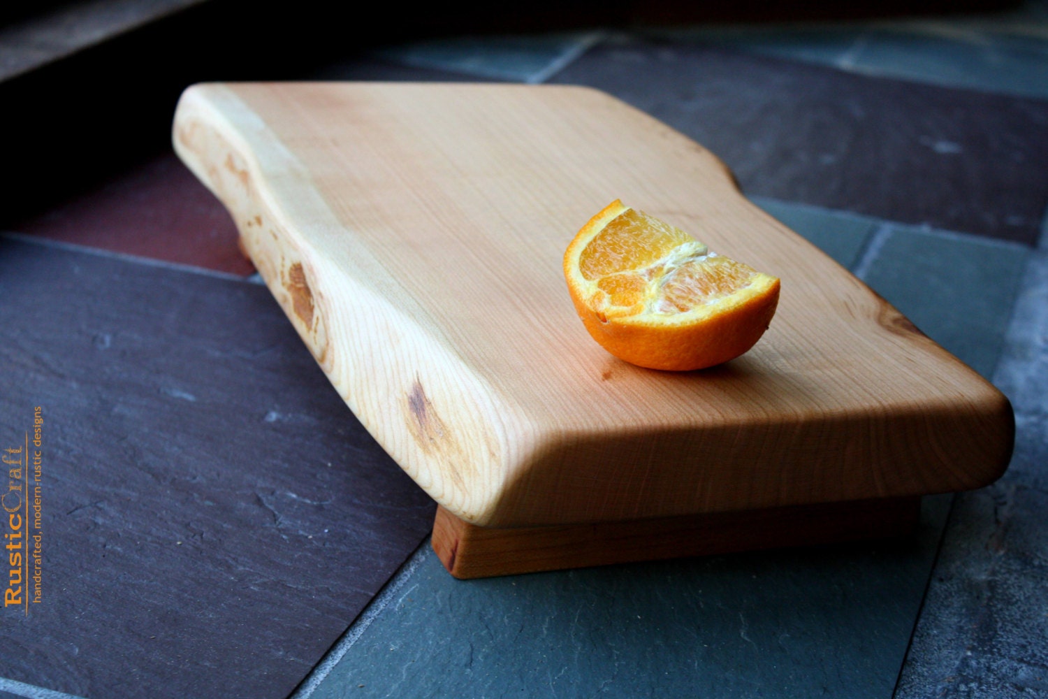 Footed Cutting Board -Thick & Rustic -Black Cherry - Cheese Serving Board- Wood Anniversary Gift 339