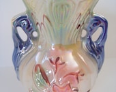 Vintage 5 Inch Flowered Vase with Mother of Pearl Finish, Vase made in Brazil, Retro Home Decor, Vintage Brazilian Vase, Cottage style Vase