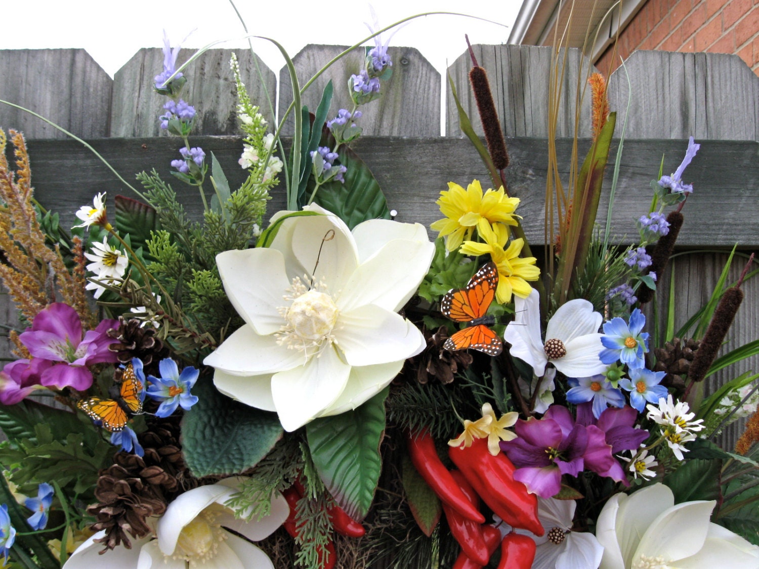 Cajun Bayou Wreath, Louisiana, Swamp, Magnolia, chili peppers