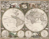 Antique Map of the World (1660) by Frederick de Wit - 18"x23" - Archival Print