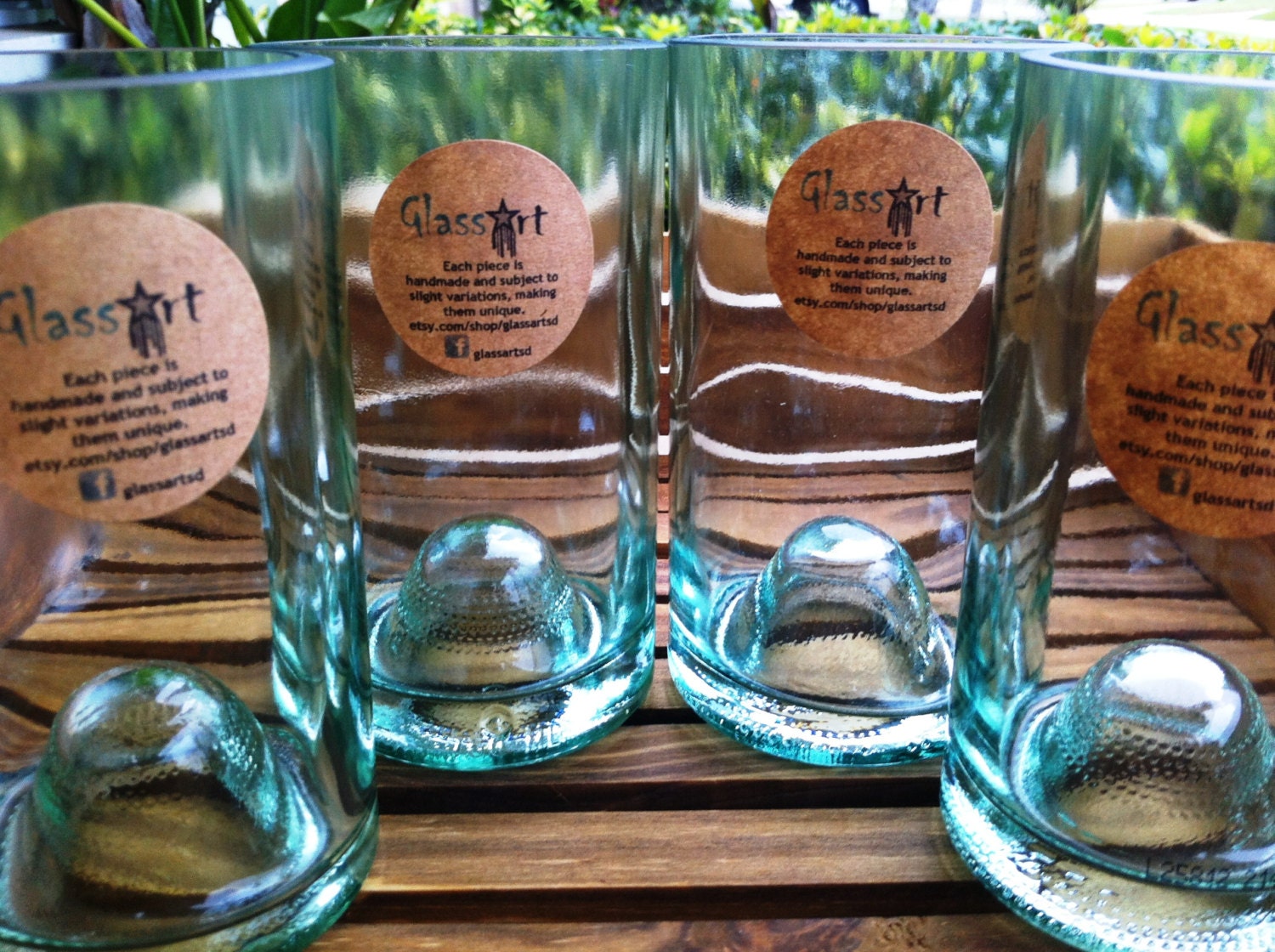 Set of Four (4) Tumblers made from Recycled White Wine Bottles