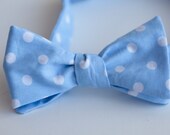 Light Blue & White Polka Dot Bow Tie