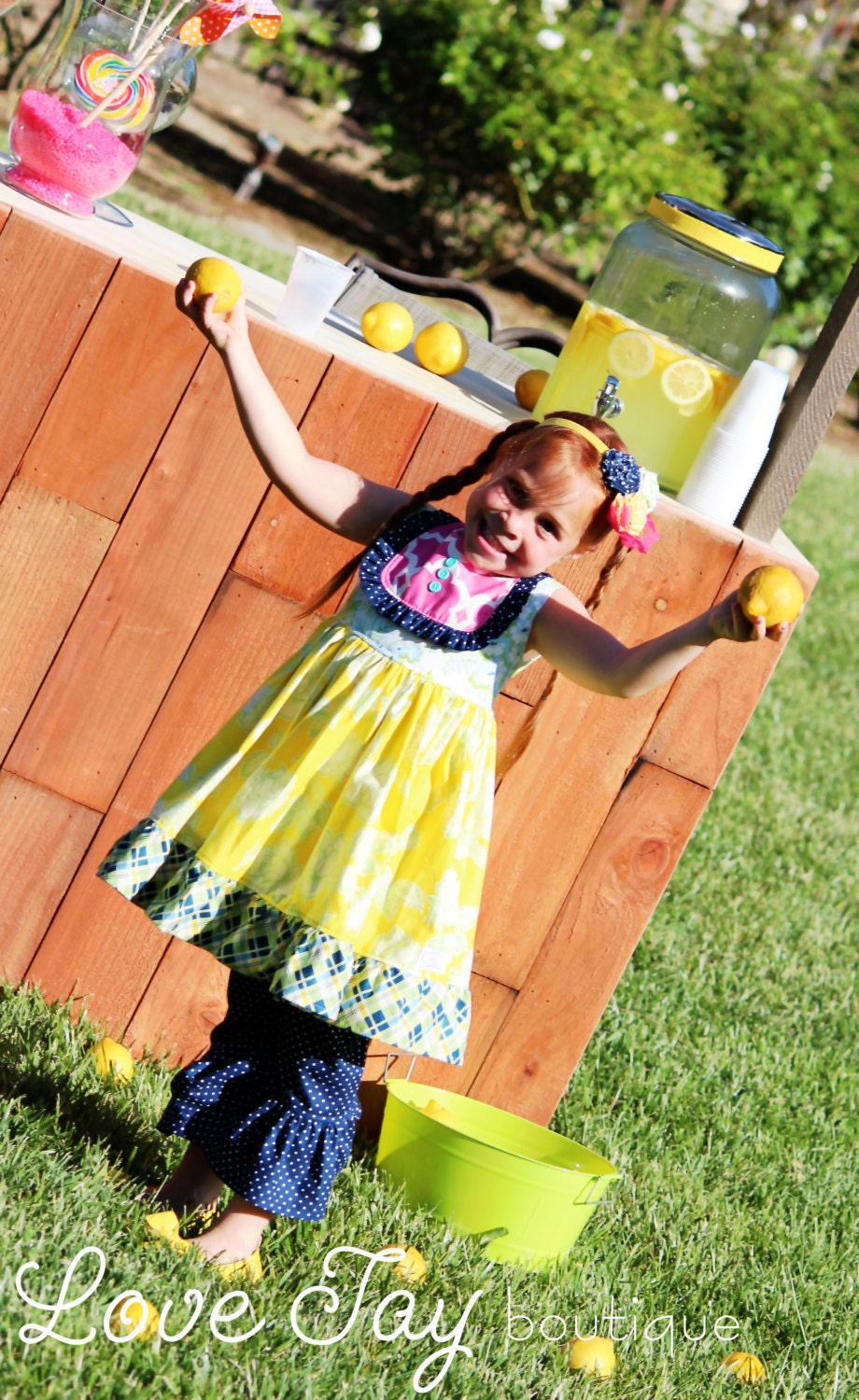 Girls Capri Bottom Full length pants "Navy with White pin dot" 12month through 5T boutique hand made...Love Tay Boutique
