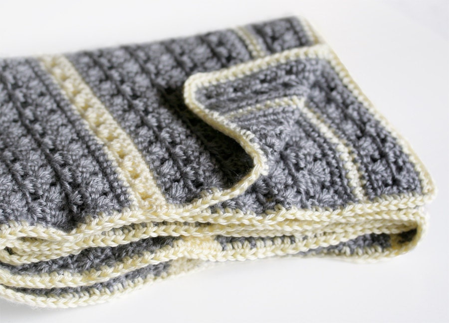 Grey and Yellow Granny Stripe Blanket // Baby or Lapghan Size