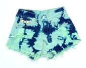 Vintage Levis Tie Dye Lime Green x Denim Studded Customised Shorts