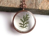 Tiny Fern Resin Pendant Necklace - Real pressed fern encased in resin - Copper Pipe Jewelry - Pressed Flower Jewelry - Resin Necklace