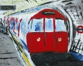 London Underground Train Wall Art Print from Original Painting