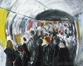 London Underground Subway Station Impressionist Fine Art Original Acrylic Painting