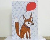 Greetings card 'Foxes party' A6 Digitally printed